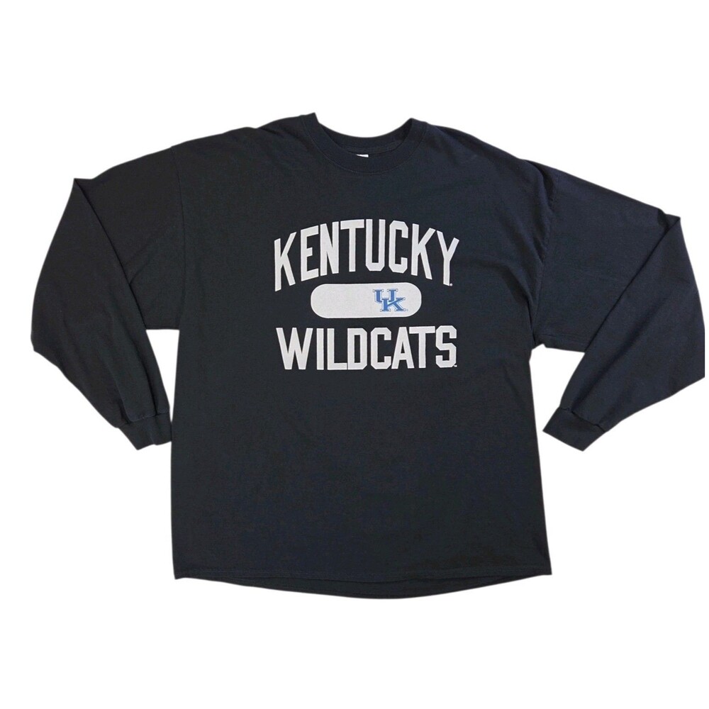 Kentucky Wildcats Shirt Men's 2XL Black Long Sleeve UK Logo NCAA Gildan Cotton